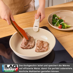 Karaca Comfort Keramik-Kochgeschirr-Set mit abnehmbarem Griff Creme, 6-teilig