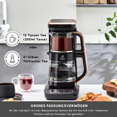 Caysever Robotea Pro théière 4-en-1, bouilloire et cafetière filtre, 2500 W, noir-cuivre
