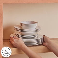 Karaca Forever Bone China New Olio Tafelservice für 12 Personen Weiss, 53-teilig