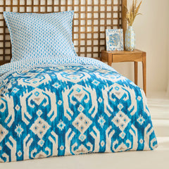 Karaca Neos Renforcé Bettwäsche-Set für Einzelbett Blau aus 100 % Baumwolle