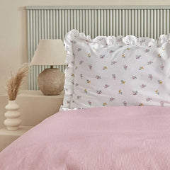 Karaca Lidya Tagesdecken-Set für Einzelbett Rosa aus 100 % Baumwolle, 3-teilig