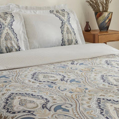 Karaca Lemy Satin Bettwäsche-Set für Doppelbett Blau aus 100 % Baumwolle