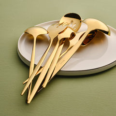 Karaca Orion Shiny Gold Servierbesteck-Set aus Edelstahl, Gold, 7-teilig