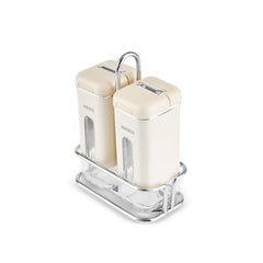 Karaca Luminous Salz- und Pfefferstreuer-Set aus Acryl mit Stand, Creme, 3-teilig