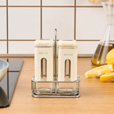 Karaca Luminous Salz- und Pfefferstreuer-Set aus Acryl mit Stand, Creme, 3-teilig