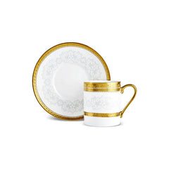 Karaca Royal Bone Charlotte – 6-teiliges Kaffeetassen-Set (90 ml) | Bone China Weiss mit Golddekor