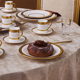 Karaca Royal Bone Charlotte – 6-teiliges Kaffeetassen-Set (90 ml) | Bone China Weiss mit Golddekor