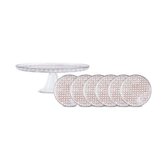 Karaca Rattan Grau-Glitzer – 7-teiliges Kuchenset für 6 Personen