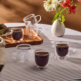 Karaca Olivier – 6-teiliges doppelwandiges Espresso- & Türkisches Kaffeetassen-Set, 80 ml, klar