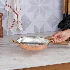 Bakır Sahan Flache Bratpfanne aus Kupfer 16 cm – Handgefertigte Türkische Servierpfanne