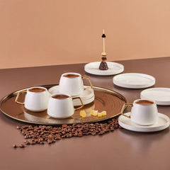 Karaca Streamline Saturn Gold, Espressotassen Set für 6 Personen Gold, 12-teilig