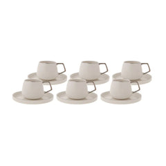 Karaca Streamline Saturn Platinum 6 Personen Espressotassen Set, 12-teilig