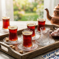 Pasabahce Elysia Teeset 12-teilig – Teegläser mit Untertassen 170 ml