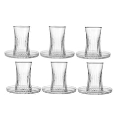 Pasabahce Elysia Teeset 12-teilig – Teegläser mit Untertassen 170 ml