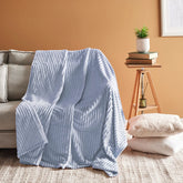 Karaca Ruby Stripe Wellsoft Doppeldecke Blau, 200 × 220 cm