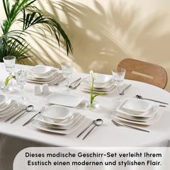 Karaca Square Bone Jamie Vesta White 52-Teiliges 12-Personen Geschirrset