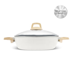 Karaca Swiss Crystal Induktions Flacher Kochtopf 26 cm Creamy