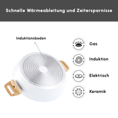 Karaca Swiss Crystal Induktions Flacher Kochtopf 26 cm Creamy