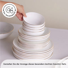 Service de vaisselle Karaca Stream Bone New Meridian Gold pour 12 personnes, 59 pièces