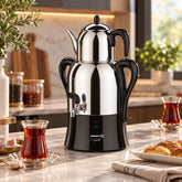 Korkmaz Çaykolik A341-04 Elektrischer Samowar – 2000 W, Schwarz