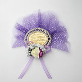 Magnetisches Nişan-Geschenk – “Nişanımıza Hoşgeldiniz” mit Lila Tüll & Blumen, 5 cm