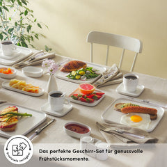 Karaca Stream Pure Cubique Frühstücksset – 35-teilig für 6 Personen, Weiss