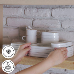 Karaca Stream Pure Cubique Frühstücksset – 35-teilig für 6 Personen, Weiss