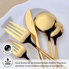 Ensemble de couverts Karaca Orion Gold pour 6 personnes, 30 pièces