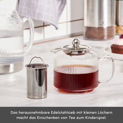 Karaca Kelly XL – Grosse Glas-Teekanne aus Borosilikatglas, Induktionsboden & Filter