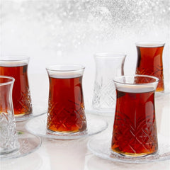 Pasabahce Timeless Teeset 12-teilig – Teegläser mit Untertassen für 6 Personen