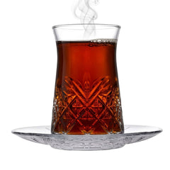 Pasabahce Timeless Teeset 12-teilig – Teegläser mit Untertassen für 6 Personen