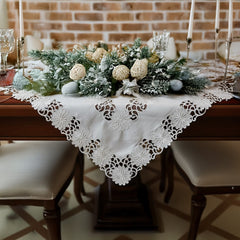 „Lace Elegance“ Tischdecke – Cream mit Spitzen-Optik