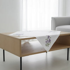 Nappe Printemps Pansy Broderie Couverture Moyenne Blanc Violet Brodé Couverture Carrée