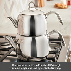 Set de théière Karaca Urban Midi en acier inoxydable, 3 pièces