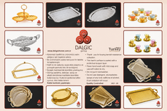 DALGIC GÜMÜS 2001SET2 – Plateau de service rectangulaire en métal, ensemble de 2 pièces