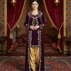 Élégante robe de henné Bindallı en violet et or – Robe ottomane traditionnelle