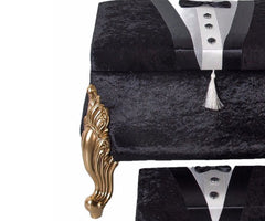 Hochzeitstruhe Bräutigam Figured Samt Velvet 2er Ceyiz Truhe Schwarz