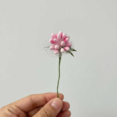 10er Mini Deko-Blumenstrauss – 10 cm Kunstblume mit Tüll und Blättern