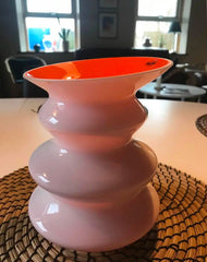 Vase Herstal Neya – Vase en verre blanc/orange, H 19,5 cm