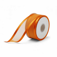 Ruban satin organza orange – 25 mm de largeur (prix au mètre)