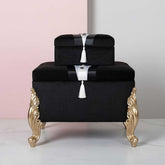 Hochzeitstruhe Bräutigam Figured Samt Velvet 2er Ceyiz Truhe Schwarz