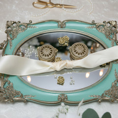 Verlobungstablett mit Ringhalter – Vintage-Design in Mint & Gold (40x30 cm)