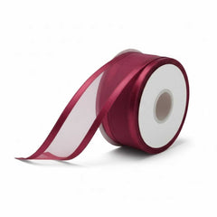 Organza Satinband Bordeauxrot– 25 mm Breite (Preis pro Meter)