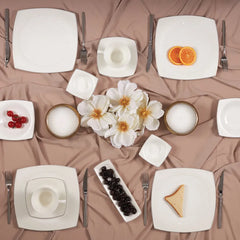 Karaca Fine Pearl Belha 26-piece square mother of pearl breakfast set