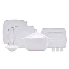 Karaca Fine Pearl Belha 62-teiliges quadratisches Perlmutt-Dinnerset für 12 Personen
