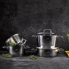 Set de casseroles Jumbo Felix en acier inoxydable avec fond à induction, 8 pièces