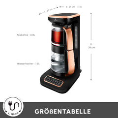 Caysever Robotea Pro théière 4-en-1, bouilloire et cafetière filtre, 2500 W, noir-cuivre