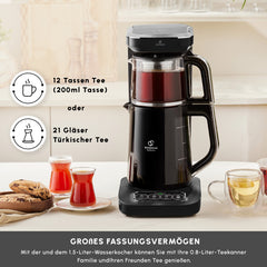 Caysever Robotea Pro Teekocher, 4-in-1 sprechender automatischer Teekocher, Chrome
