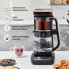 Caysever Robotea Pro théière 4-en-1, bouilloire et cafetière filtre, 2500 W, noir-cuivre