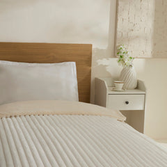 Karaca Stripe Sherpa Einzelbettdecke Weiss, 150 × 200 cm